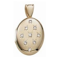 14k Premium Weight Yellow Gold Oval with Diamonds Picture Locket