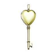 14K Yellow Gold Small Heart KEY Locket