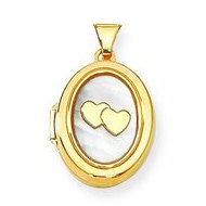 Yellow Gold Oval Mother Of Pearl I Love You Locket