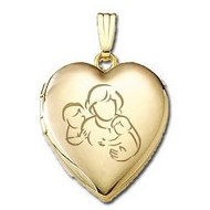 14K Yellow Gold "Mom with Two Sons" Locket
