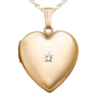 Solid 14k Heart Locket w Genuine Diamond