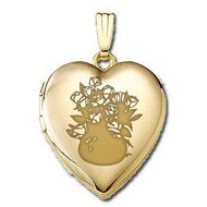 Solid 14K Yellow Gold Sweetheart Dozen Roses Locket