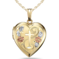 14K Yellow Gold Tri Color Cross Locket