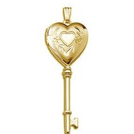 14K Yellow Gold Small Heart KEY Locket