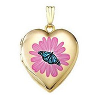 14K Gold Filled Flower Butterfly Heart Locket