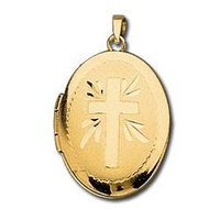 14k Yellow Gold Oval Picture Locket