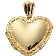 14K Yellow Gold Medium Victorian Heart Locket