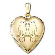 14K Yellow Gold "Sweetheart" Love Birds Locket