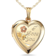 Solid 14k Yellow Gold Heart W I Love You Engraved