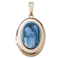 14K Yellow Gold Oval w/ Angel Cameo