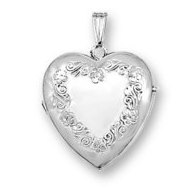 14K White Gold Heart Four Photo Locket