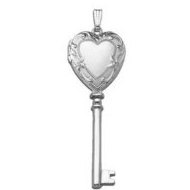 14k White Gold KEY Locket