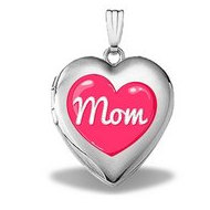 14k White Gold Mothers Day Mom Heart Heart Locket