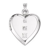 14k White Gold "I Forever Do" 3 Diamond Locket
