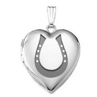 14k White Gold Horseshoe Locket