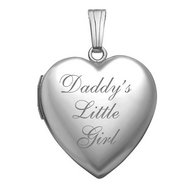 14k White Gold Daddy s Little Girl Heart Locket