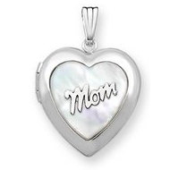 14k White Gold & Mother Of Pearl Heart Locket