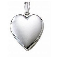 14K White Gold Heart Locket