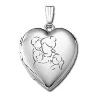 14k White Gold Mom with Son and Two Daughters Locket