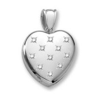 14k White Gold Premium Weight Diamond Heart Locket