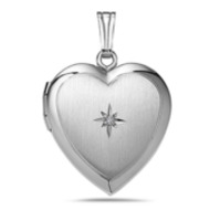 14k White Gold & Diamond Heart Locket