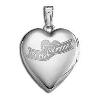 14k White Gold Sweetheart Be My Valentine Locket