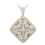 14K White Gold (Two Tone) Diamond Shape Diamond Locket