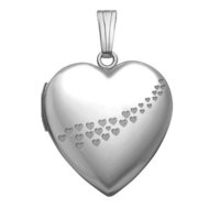 14k White Gold Sweetheart Cascade of Hearts Locket