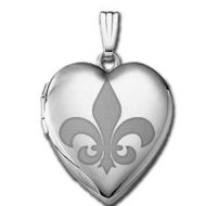14k White Gold Sweetheart Fleur de Lis Locket