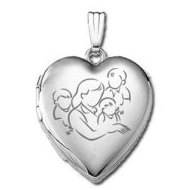 14k White Gold Mom with Three Sons Locket