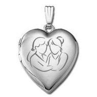 14k White Gold Sisters Devotion Hearts Locket