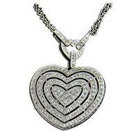 14K White Gold Heart Shape Diamond Locket