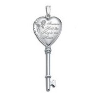14k White Gold KEY Locket