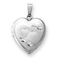 14k White Gold Heart Locket