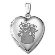 14k White Gold Sweetheart Dozen Roses Locket