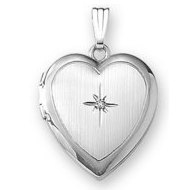 14k White Gold Diamond Heart Locket
