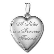 14k White Gold A Sister is a Forever Friend Hearts Locket