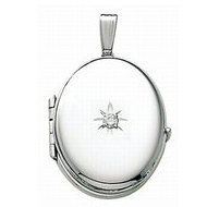 14K White Gold Oval & Diamond Four Photo Locket