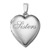 14k White Gold Sisters Hearts Locket