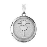 14k White Gold Round "Holy Communion" Locket