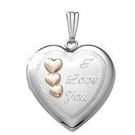14k White Gold I Love You Heart Locket