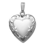 14k White Gold Heart Locket