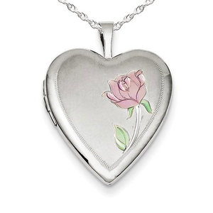 Sterling Silver Flower Heart Photo Locket