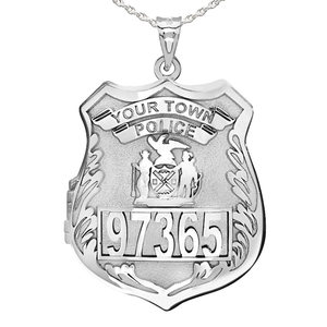 Sterling Silver Personalized Police Badge Photo Locket