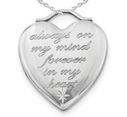 Sterling Silver Rhodium plated Always On My Mind Forever In My Heart Locket