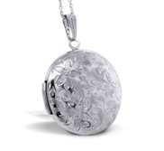 Round Floral Photo Locket with 18  Chain