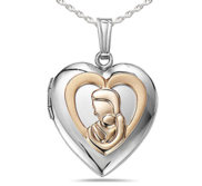 Two Tone Mother and Child Heart Photo Locket