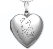 Sterling Silver  Mom and Daughter  Heart Photo Locket