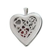 Sterling Silver Heart See Through Rose and Hearts Pattern Locket