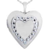 Sterling Silver Heart Locket W Swarovski Crystals
